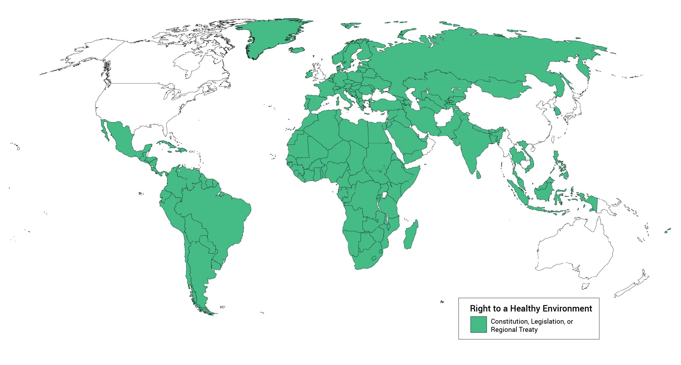 map that shows countries that have regulations for right to healthy environment created by Nawon Song